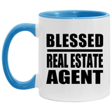 Blessed Real Estate Agent - 11oz Accent Mug Blue