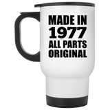 47th Birthday Made in 1977 All Parts Original - White Travel Mug