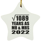 33rd Anniversary Square Root of 1089 Years As Mr & Mrs 2022 - Star Ornament