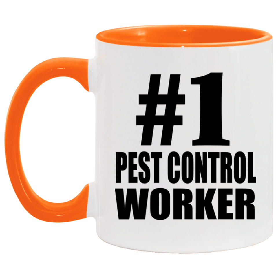Number One #1 Pest Control Worker - 11oz Accent Mug Orange