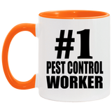 Number One #1 Pest Control Worker - 11oz Accent Mug Orange