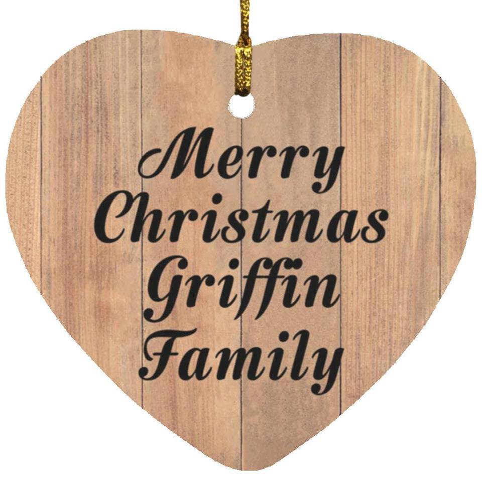 Merry Christmas Griffin Family - Heart Ornament C