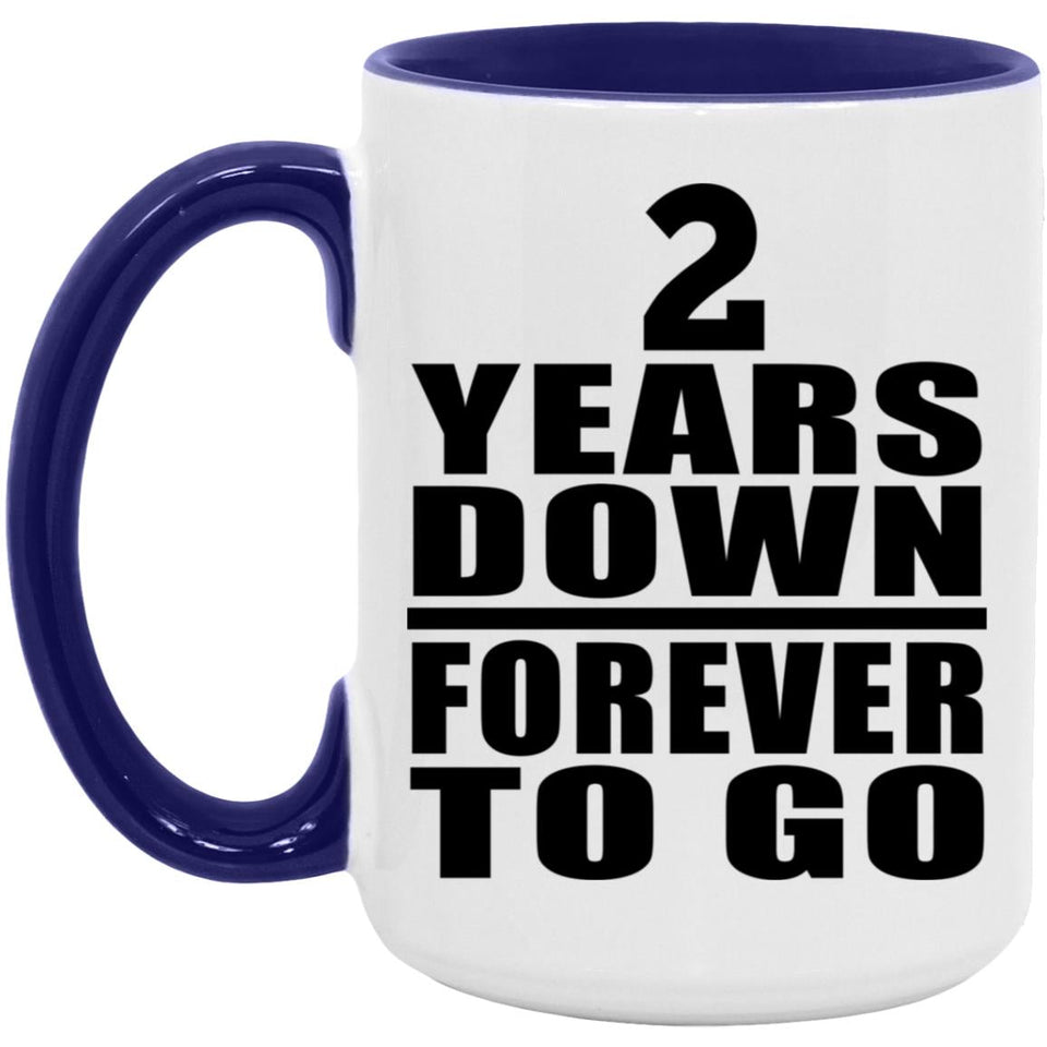 2nd Anniversary 2 Years Down Forever to Go - 15oz Accent Mug Purple