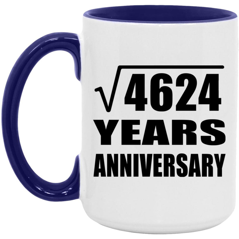 68th Anniversary Square Root of 4624 Years Anniversary - 15oz Accent Mug Purple