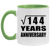 12th Anniversary Square Root of 144 Years Anniversary - 11oz Accent Mug Green