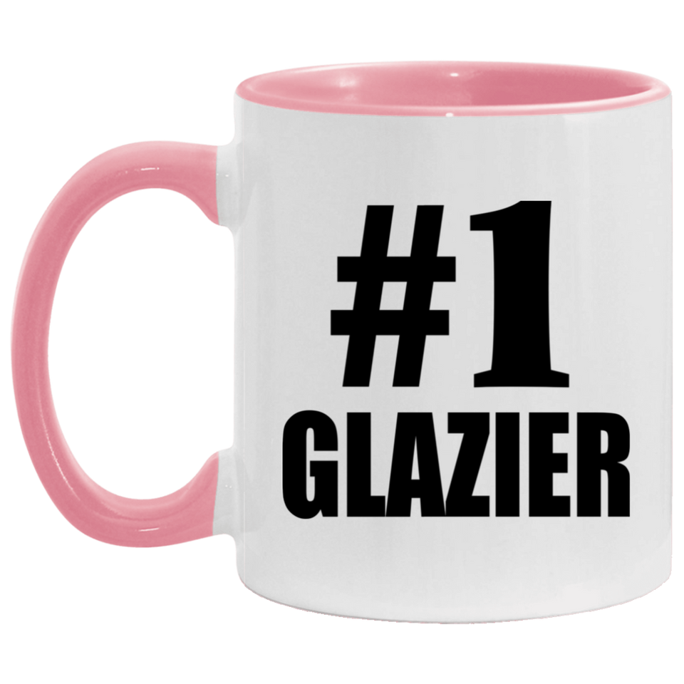 Number One #1 Glazier - 11oz Accent Mug Pink