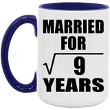 3rd Anniversary Married For Square Root of 9 Years - 15oz Accent Mug Purple
