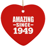 75th Birthday Amazing Since 1949 - Heart Ornament