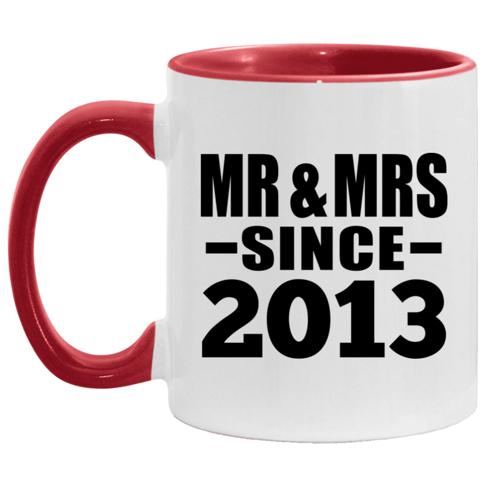 11th Anniversary Mr & Mrs Since 2013 - 11oz Accent Mug Red