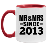 11th Anniversary Mr & Mrs Since 2013 - 11oz Accent Mug Red
