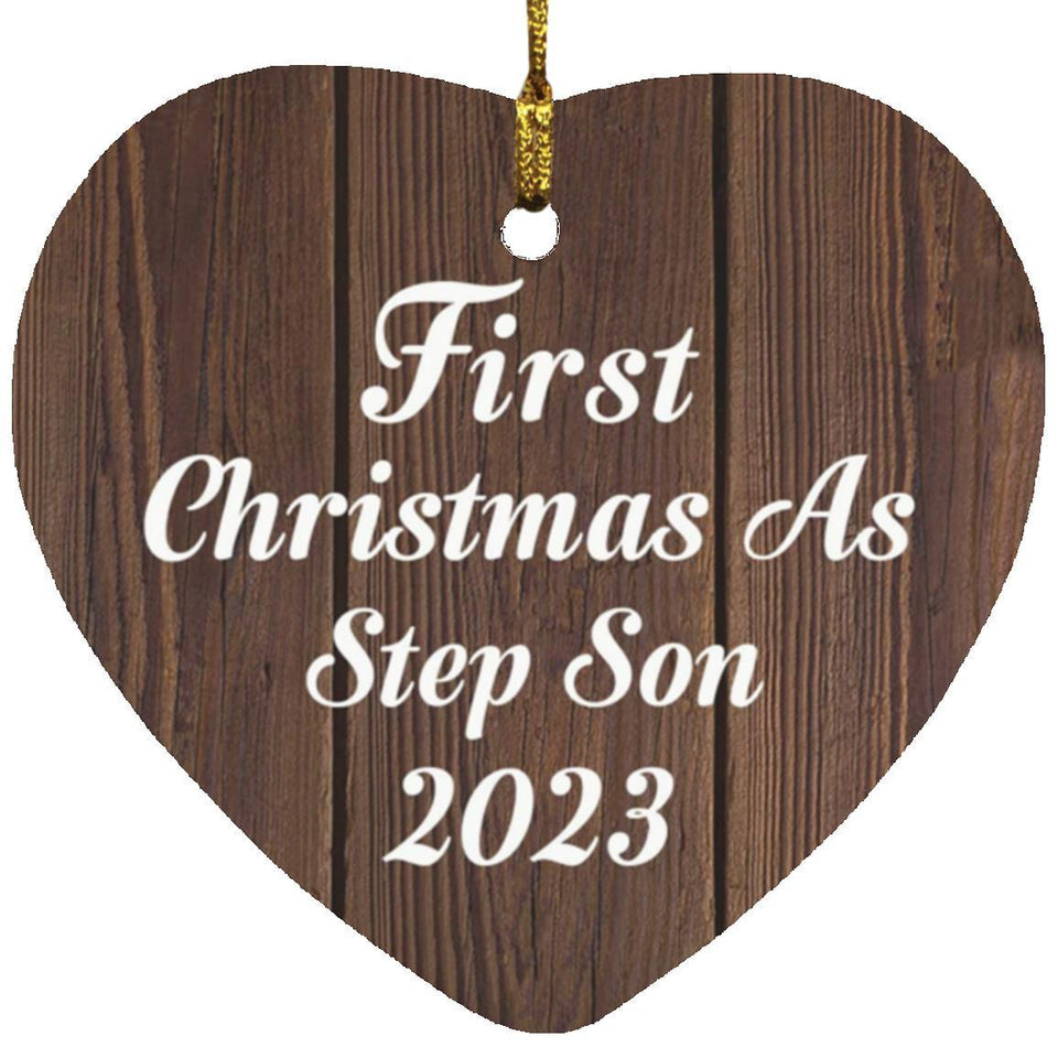 First Christmas As Step Son 2023 - Heart Ornament D