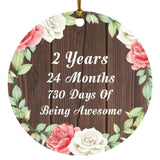 2nd Birthday 2 Years 24 Months 730 Days Of Awesome - Circle Ornament A