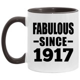 107th Birthday Fabulous Since 1917 - 11oz Accent Mug Black