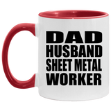 Dad Husband Sheet Metal Worker - 11oz Accent Mug Red