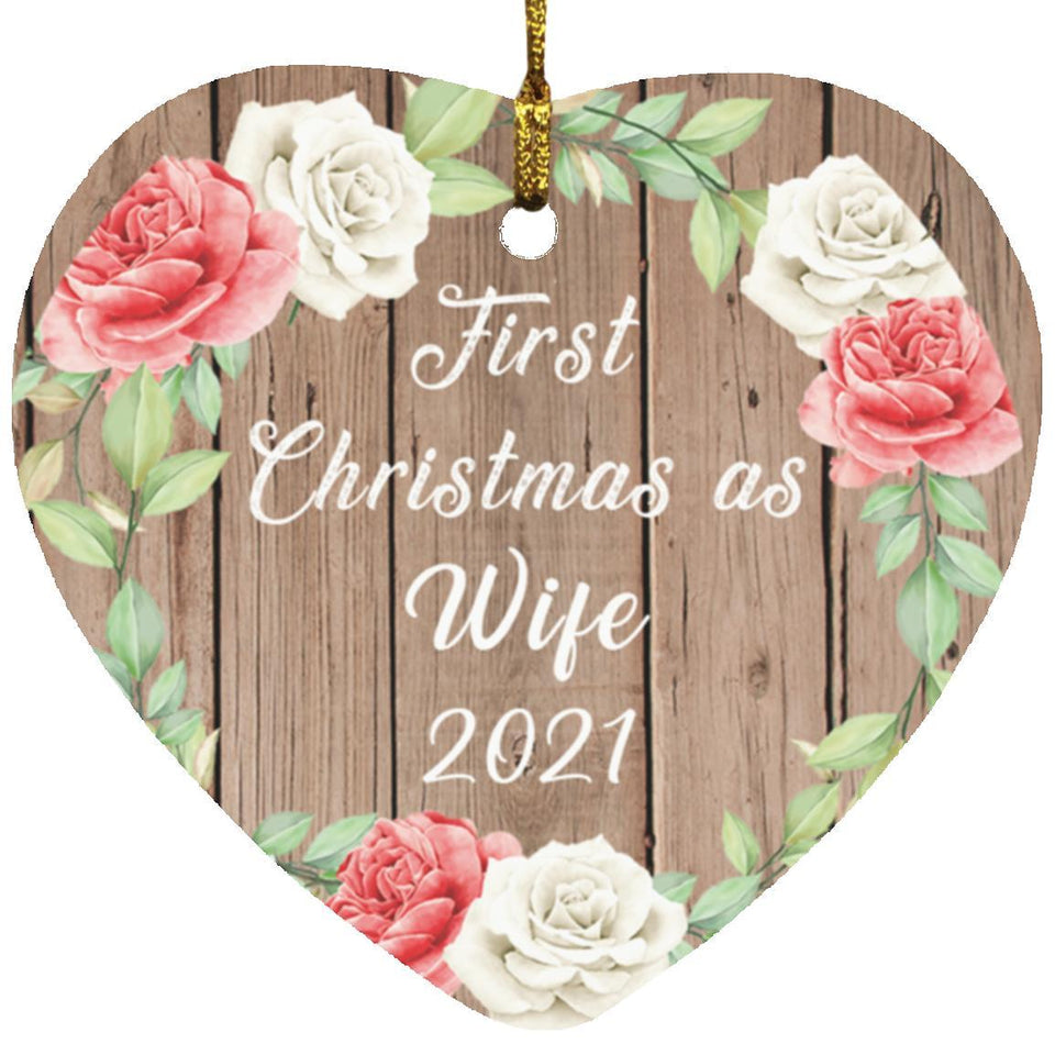 First Christmas As Wife 2021 - Heart Ornament B