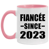 Fiancee Since 2023 - 11oz Accent Mug Pink