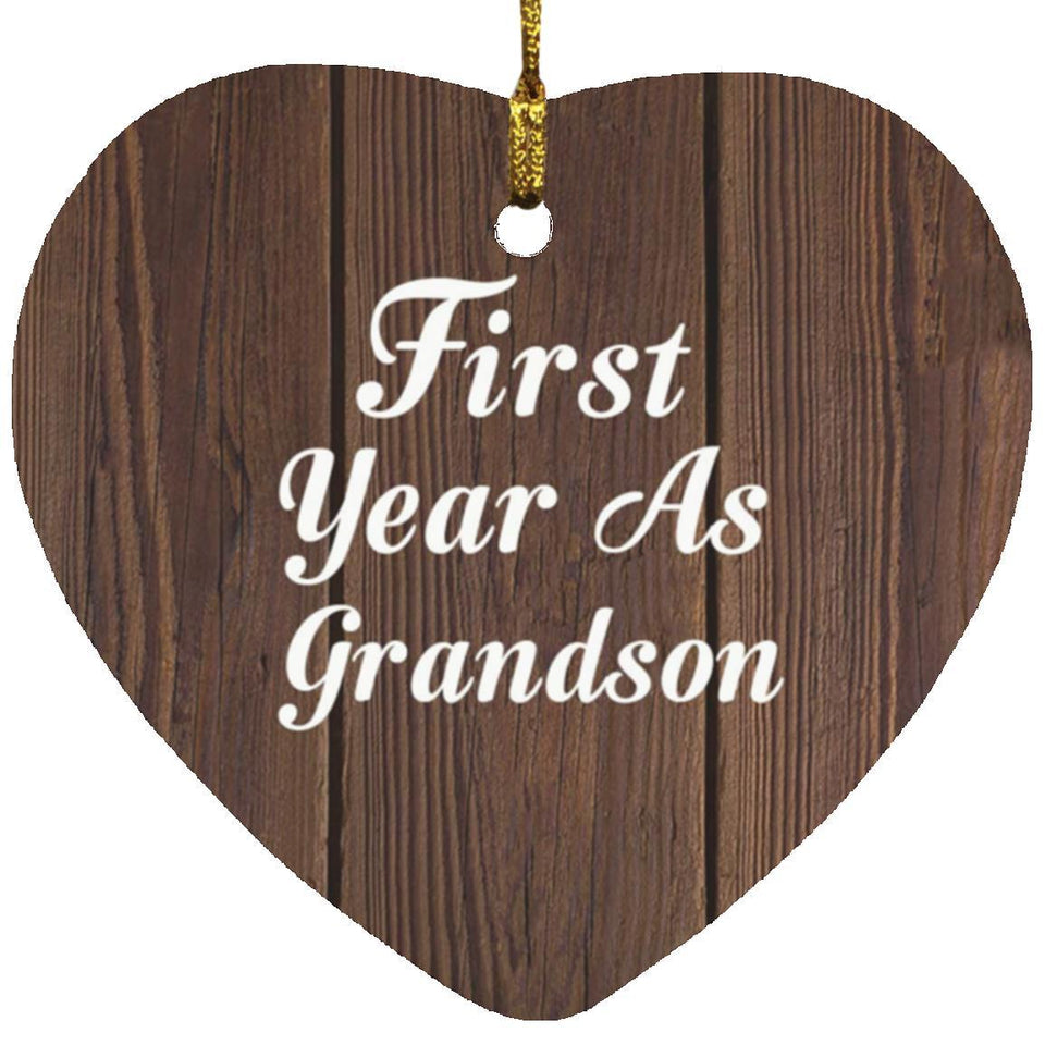First Year As Grandson - Heart Ornament D