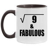 3rd Birthday Square Root of 9 & Fabulous - 11oz Accent Mug Black