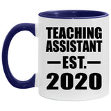 Teaching Assistant Established EST. 2020 - 11oz Accent Mug Purple