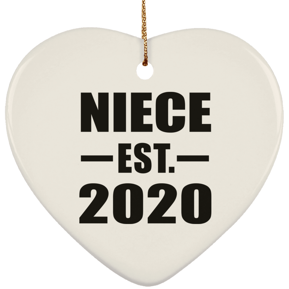 Niece Established EST. 2020 - Heart Ornament