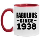 86th Birthday Fabulous Since 1938 - 11oz Accent Mug Red