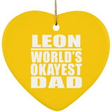Leon World's Okayest Dad - Heart Ornament
