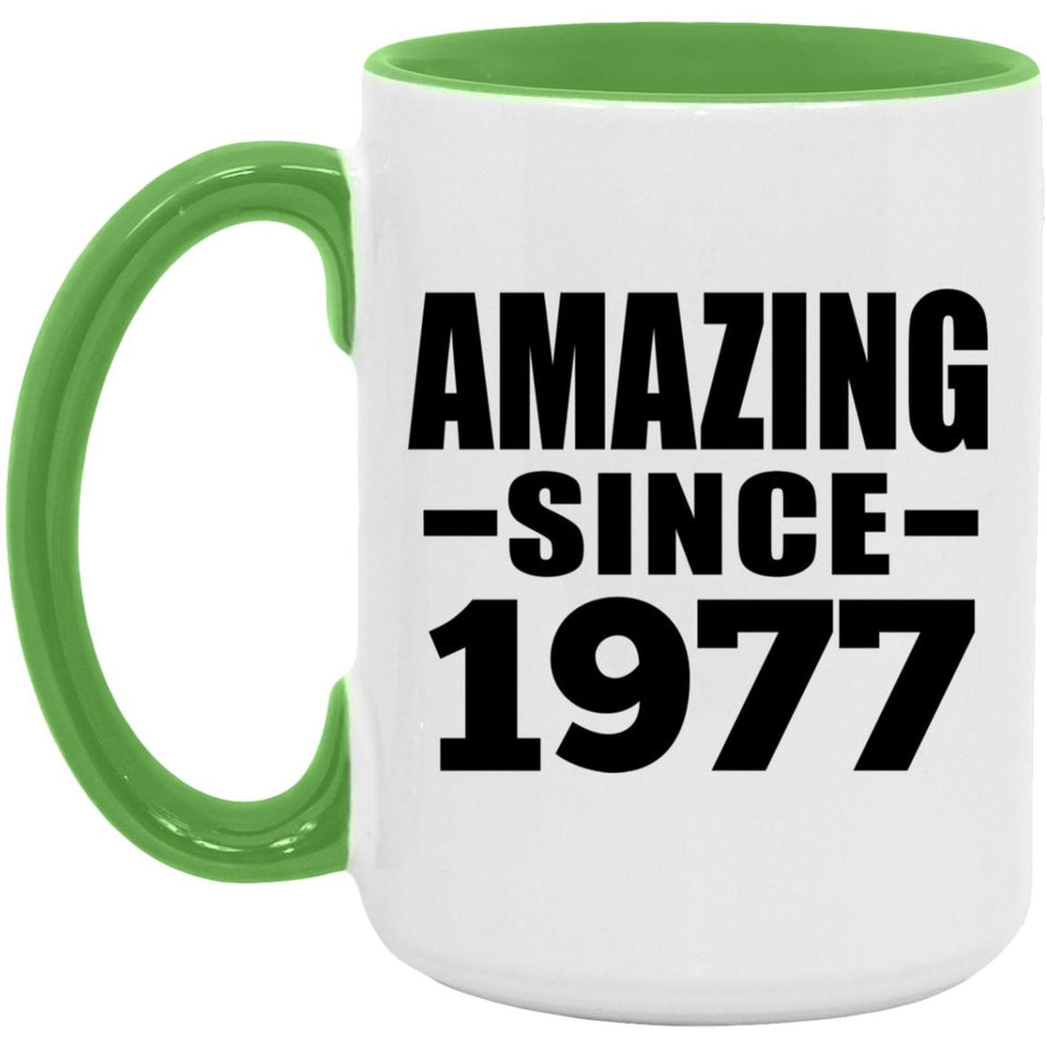 47th Birthday Amazing Since 1977 - 15oz Accent Mug Green