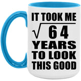 8th Birthday Took Square Root of 64 Years To Look Good - 15oz Accent Mug Blue