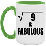 3rd Birthday Square Root of 9 & Fabulous - 15oz Accent Mug Green