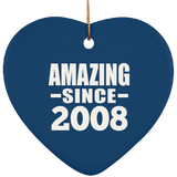 16th Birthday Amazing Since 2008 - Heart Ornament
