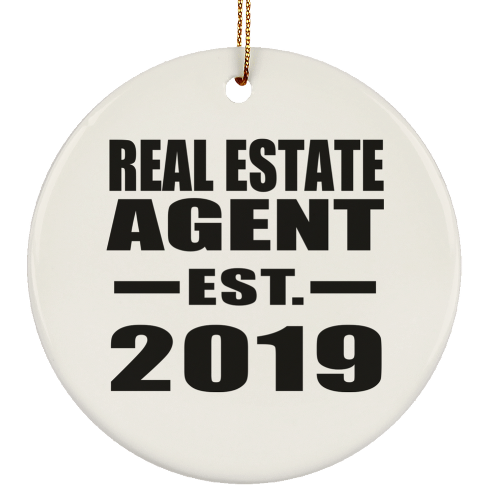 Real Estate Agent Established EST. 2019 - Circle Ornament