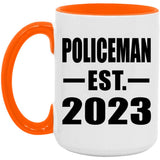 Policeman Established EST. 2023 - 15oz Accent Mug Orange