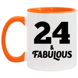 24th Birthday 24 & Fabulous - 11oz Accent Mug Orange