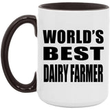 World's Best Dairy Farmer - 15oz Accent Mug Black