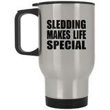 Sledding Makes Life Special - Travel Mug Silver