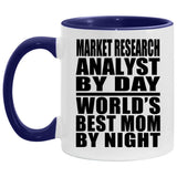 Market Research Analyst By Day World's Best Mom By Night - 11oz Accent Mug Purple