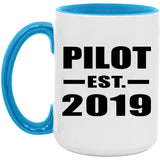 Pilot Established EST. 2019 - 15oz Accent Mug Blue