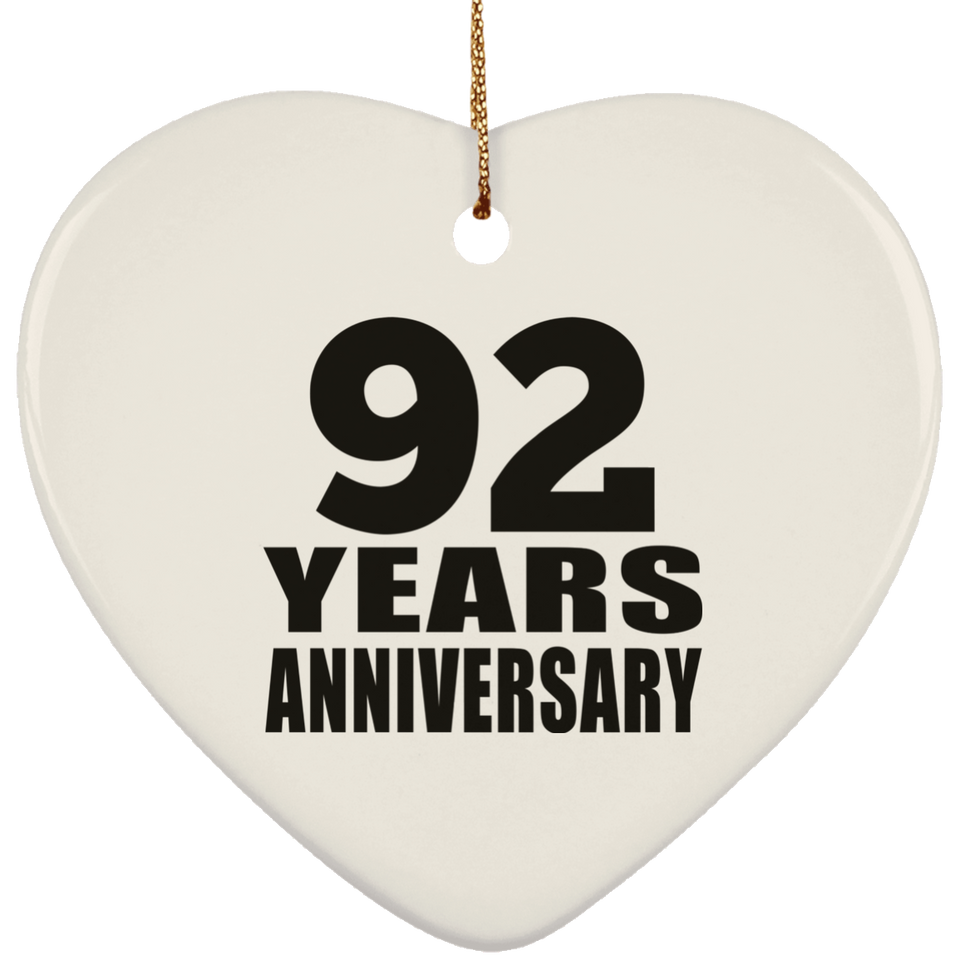92nd Anniversary 92 Years - Heart Ornament