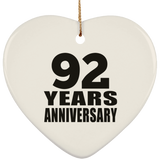 92nd Anniversary 92 Years - Heart Ornament