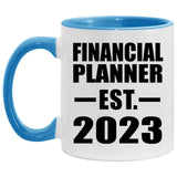 Financial Planner Established EST. 2023 - 11oz Accent Mug Blue