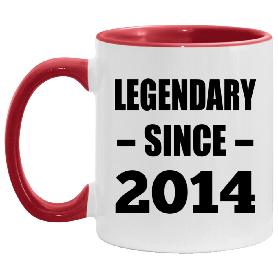 10th Birthday Legendary Since 2014 - 11oz Accent Mug Red