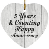 Happy 5th Anniversary 5 Years & Counting - Heart Ornament F