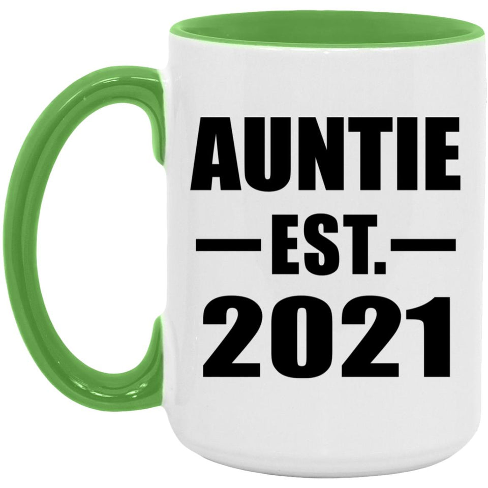 Auntie Established EST. 2021 - 15oz Accent Mug Green