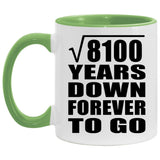 90th Anniversary Square Root of 8100 Years Down Forever To Go - 11oz Accent Mug Green