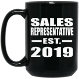 Sales Representative Established EST. 2019 - 15oz Coffee Mug Black