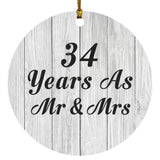 34th Anniversary 34 Years As Mr & Mrs - Circle Ornament F