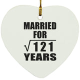 11th Anniversary Married For Square Root of 121 Years - Heart Ornament