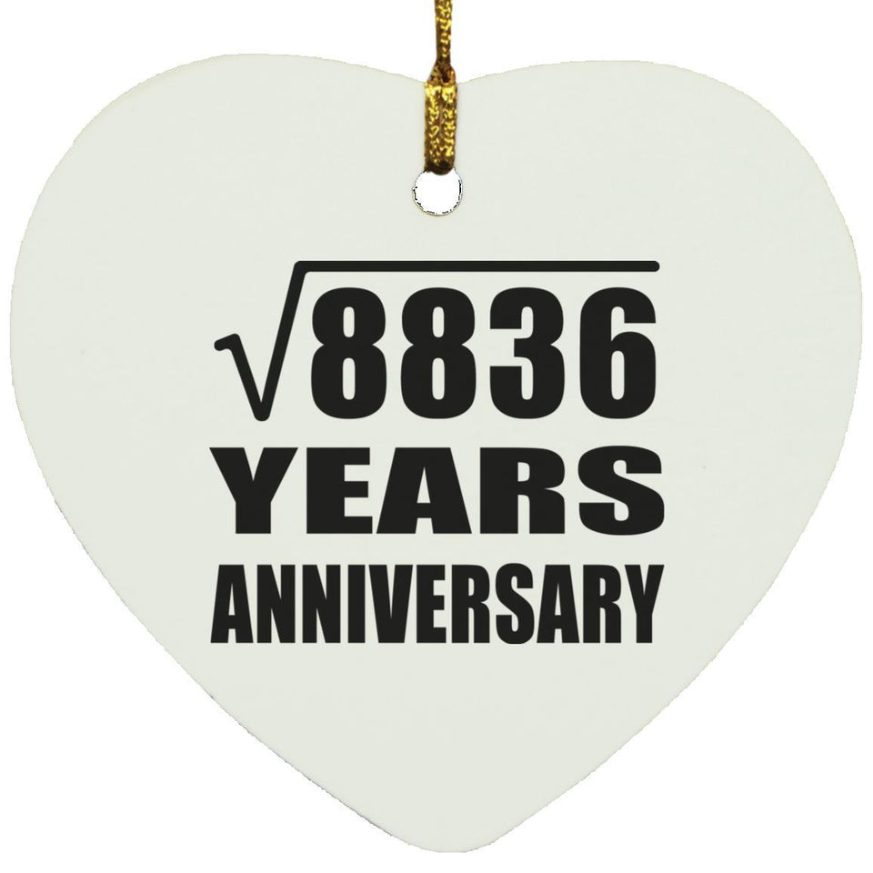94th Anniversary Square Root of 8836 Years Anniversary - Heart Ornament