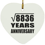 94th Anniversary Square Root of 8836 Years Anniversary - Heart Ornament
