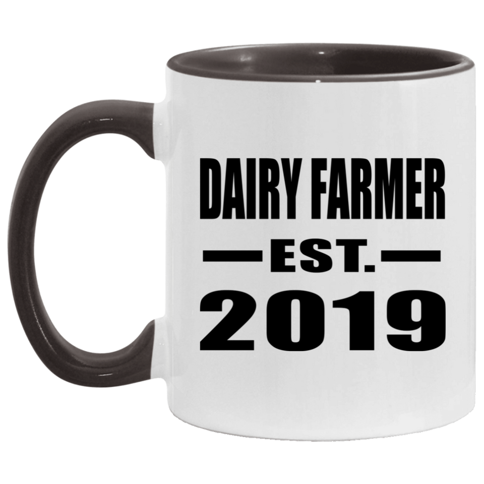 Dairy Farmer Established EST. 2019 - 11oz Accent Mug Black